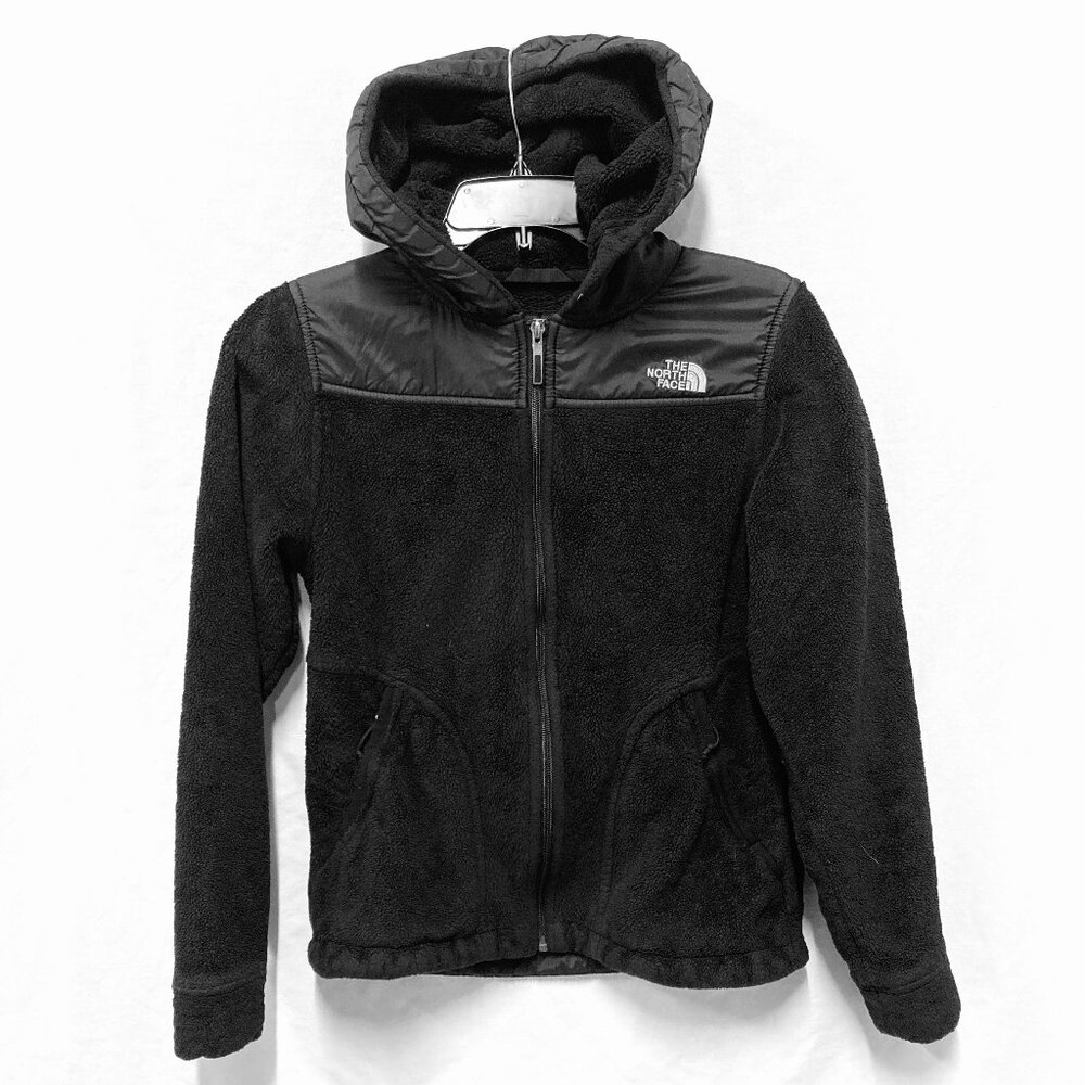 North Face Fleece Jacket Womens Size XS Black Hooded Full Zip